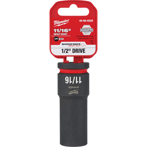 Douille Shockwave Impact Duty, Puissance, 11/16", Prise 1/2", 6 pans, Profond - Milwaukee 49-66-6225