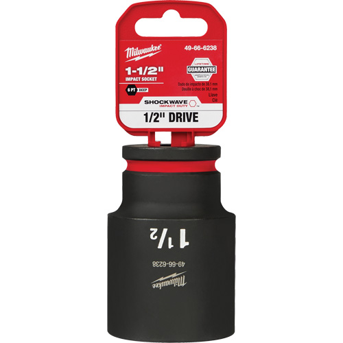 Shockwave Impact Duty Socket, Power, 1-1/2", 1/2" Drive, 6 Points, Deep - Milwaukee 49-66-6238