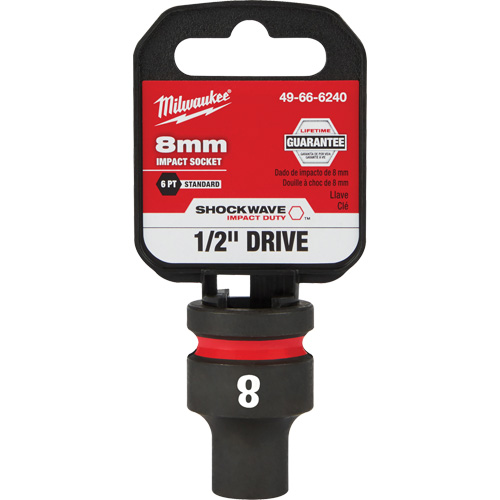 Shockwave Impact Duty Socket, Power, 8 mm, 1/2" Drive, 6 Points - Milwaukee 49-66-6240