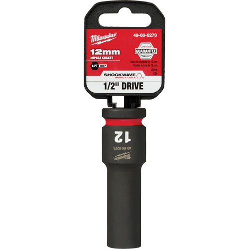 Douille Shockwave Impact Duty, Puissance, 12 mm, Prise 1/2", 6 pans, Profond - Milwaukee 49-66-6273