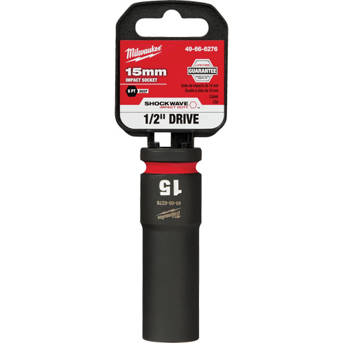 Douille Shockwave Impact Duty, Puissance, 15 mm, Prise 1/2", 6 pans, Profond - Milwaukee 49-66-6276