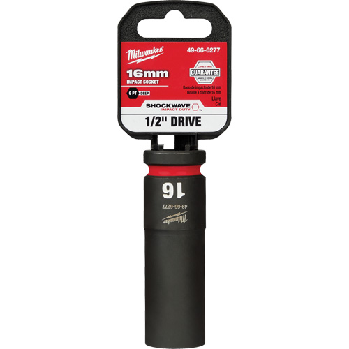 Shockwave Impact Duty Socket, Power, 16 mm, 1/2" Drive, 6 Points, Deep - Milwaukee 49-66-6277