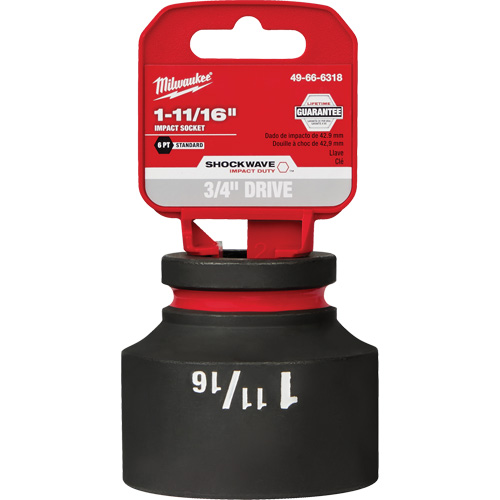 Shockwave Impact Duty Socket, Power, 1-11/16", 3/4" Drive, 6 Points - Milwaukee 49-66-6318