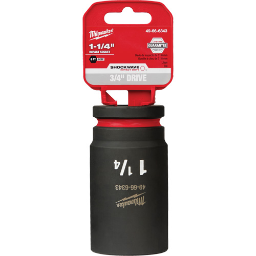 Shockwave Impact Duty Socket, Power, 1-1/4", 3/4" Drive, 6 Points, Deep - Milwaukee 49-66-6343