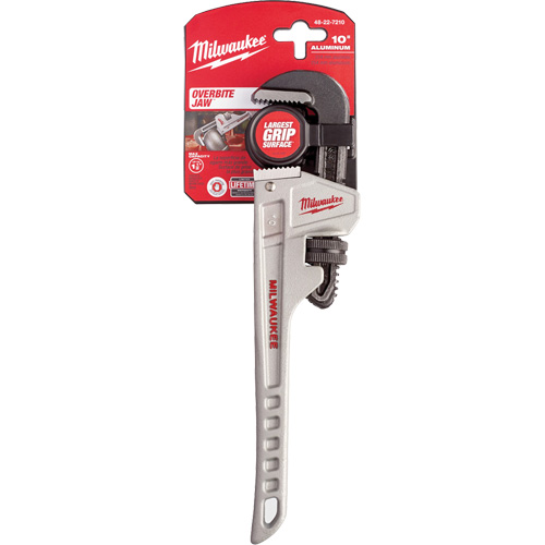 Pipe Wrench, 1-1/2" Jaw Capacity, 10" Long, Ergonomic Handle - Milwaukee 48-22-7210