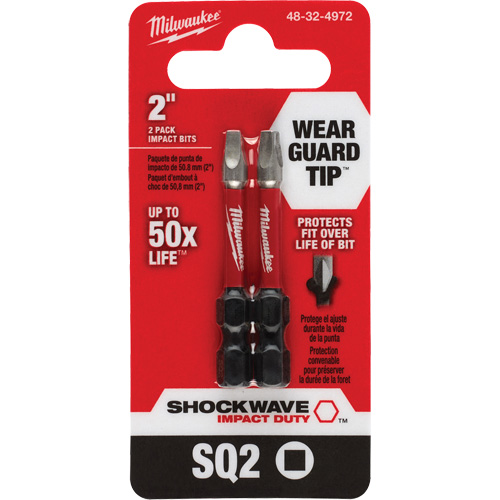 Shockwave Impact Duty Screwdriver Bit, Square, #2, 1/4" Drive - Milwaukee 48-32-4972