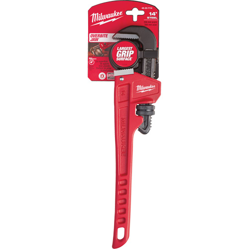 Steel Pipe Wrench, 2" Jaw Capacity, 14" Long, Powder Coated Finish, Ergonomic Handle - Milwaukee 48-22-7114