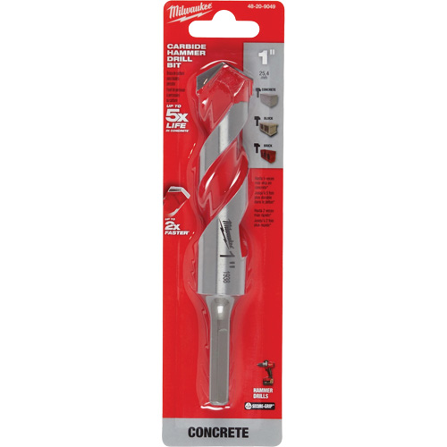 Foret pour perceuse &agrave; percussion, 1", Tige 3 m&eacute;plats, Carbure - Milwaukee 48-20-9049