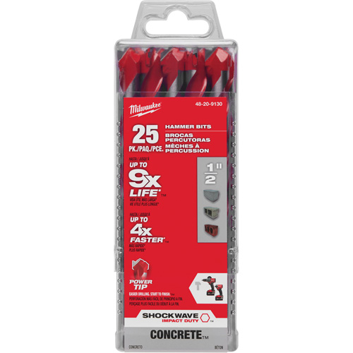 Foret pour perceuse &agrave; percussion Shockwave, 1/2", Tige Hexagonale, Carbure - Milwaukee 48-20-9130