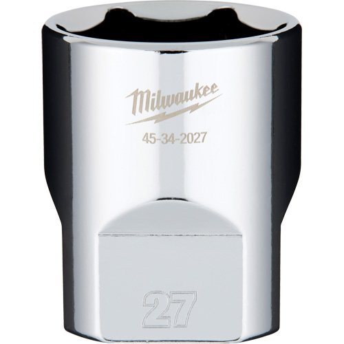 Metric Socket with Four Flat Sides, 27 mm, 1/2" Drive, 6 Points - Milwaukee 45-34-2027