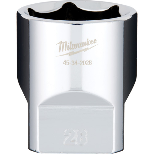 Metric Socket with Four Flat Sides, 28 mm, 1/2" Drive, 6 Points - Milwaukee 45-34-2028