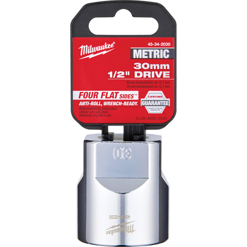 Metric Socket with Four Flat Sides, 30 mm, 1/2" Drive, 6 Points - Milwaukee 45-34-2030