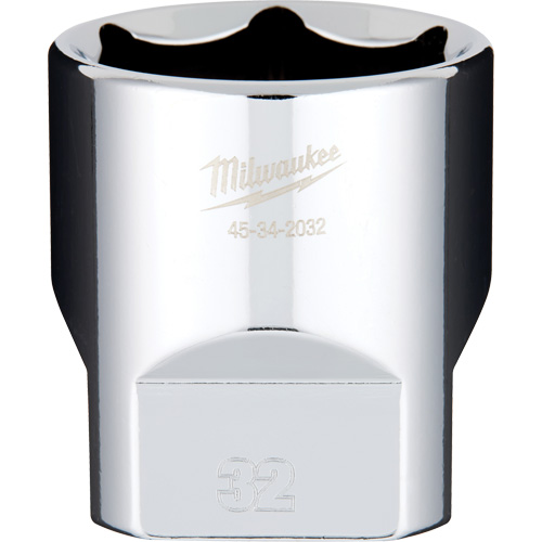 Metric Socket with Four Flat Sides, 32 mm, 1/2" Drive, 6 Points - Milwaukee 45-34-2032