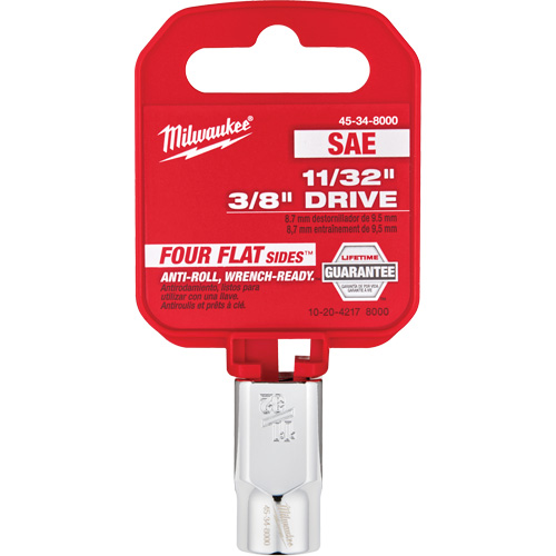 Prise SAE avec c&ocirc;t&eacute;s Four Flats, 11/32", Prise 3/8", 6 pans - Milwaukee 45-34-8000
