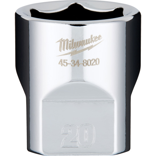 Douille m&eacute;trique avec c&ocirc;t&eacute;s Four Flats, 20 mm, Prise 3/8", 6 pans - Milwaukee 45-34-8020