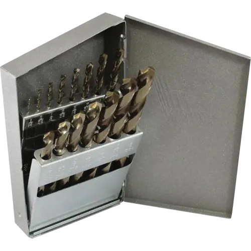 Triumph&reg; MRO Plus&reg; Jobber Length Drill Bit Set, 15 Pieces, High Speed Steel - Walter Surface Technologies 090115