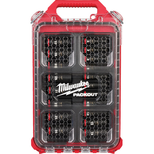 Shockwave Impact Duty Packout Metric Socket Set, 19 Pcs, Impact, 3/8" Drive Size, Deep - Milwaukee 49-66-6801