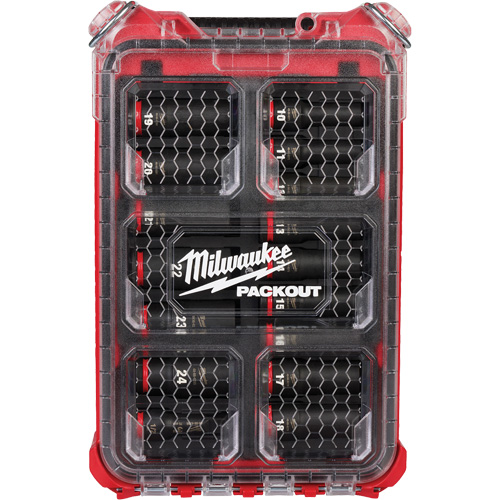 Shockwave Impact Duty Packout Metric Socket Set, 16 Pcs, Impact, 1/2" Drive Size, Deep - Milwaukee 49-66-6803