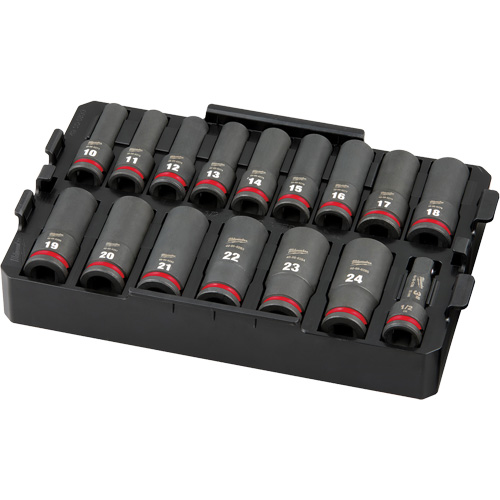 Shockwave Impact Duty Packout Socket Set, 16 Pcs, Impact, 1/2" Drive Size, Deep - Milwaukee 49-66-6818