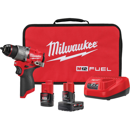 M12 Fuel Drill/Driver Kit, Lithium-Ion, 12 V, 1/2" Chuck, 400 in-lbs Torque - Milwaukee 3403-22