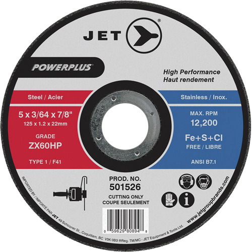 Meule &agrave; tronçonner PowerPlus ZX46HP, 7" x 1/16", Arbre de 7/8", Type 1, 8500 Tr/min - JET 501537