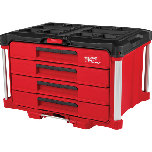 PackOut 4-Drawer Tool Box, 16-3/10" x 22-1/5" x 14-3/10", Red - Milwaukee 48-22-8444