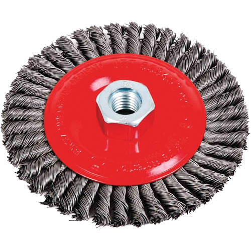 Brosse &agrave; cordon de soudure pour meuleuse angulaire, Dia. 5", Fils 0,02", Arbre 5/8"-11, Acier - JET 553492