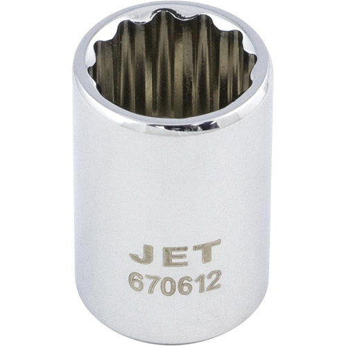 Chrome Socket, 12 mm, 1/4" Drive, 12 Points - JET 670612