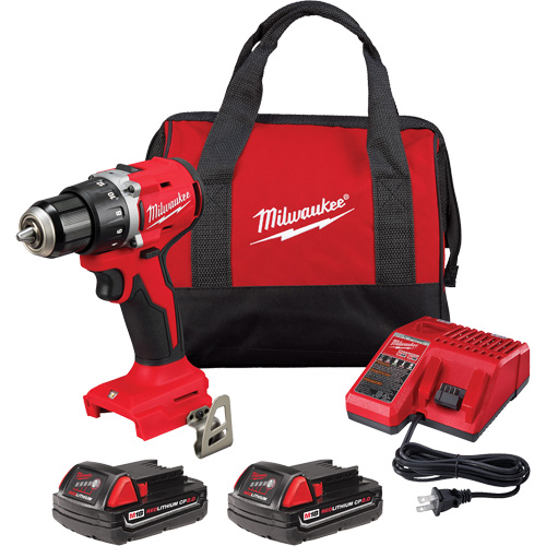 Ensemble perceuse/visseuse compacte sans balai M18, Lithium-ion, 18 V, Mandrin 1/2", Couple 550 lb-po - Milwaukee 3601-22CT