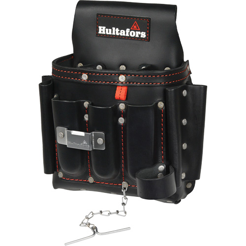 Electrician's Tool Pouch, Leather, 8 Pockets, Black - Hultafors HT5421