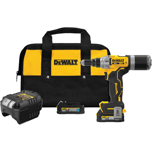 Ensemble d'outil &agrave; riveter sans fil et sans balai 1/4" XR avec POWERSTACK - DEWALT DCF414GE2