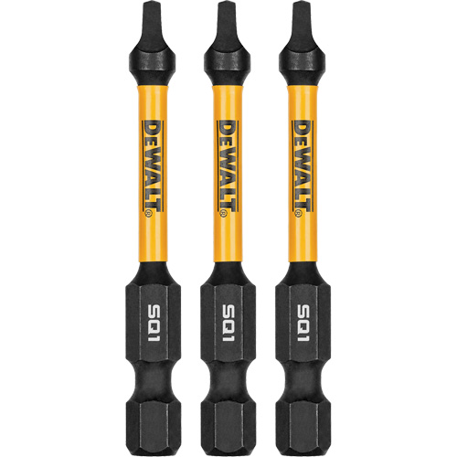 3-Piece FLEXTORQ&reg; Impact Screwdriving Bits, Square, #1, 1/4" Drive - DEWALT DWAF2SQ1IR3