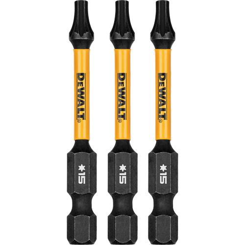 3-Piece FLEXTORQ&reg; Impact Screwdriving Bits, Torx, T-15, 1/4" Drive - DEWALT DWAF2TX15IR3