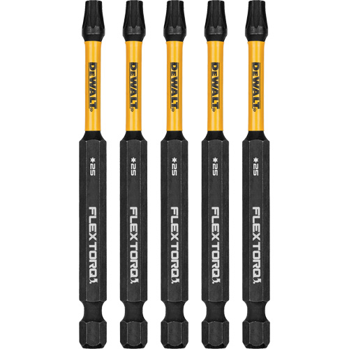 Forets pour tournevis &agrave; chocs FLEXTORQ 5 mcx, Torx, T-25, Prise 1/4" - DEWALT DWAF3TX25IR5