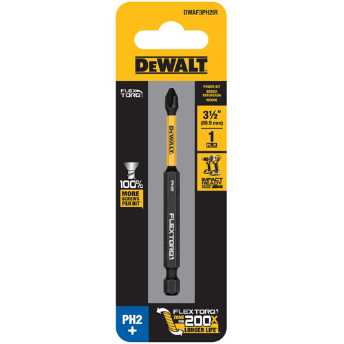 Foret &agrave; chocs FLEXTORQ, Phillips, Embout #2, Prise 1/4", Longueur 3-1/2" - DEWALT DWAF3PH2IR