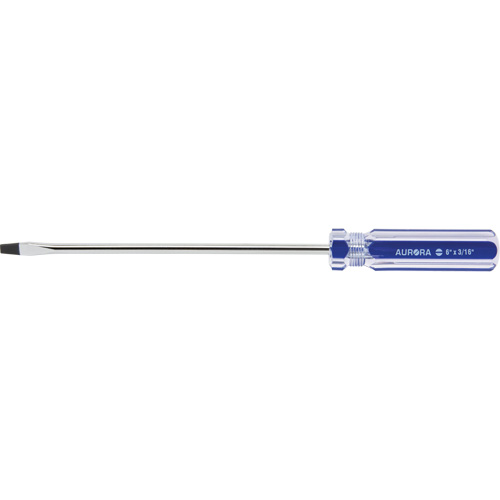 Blue Transparent Striped Slotted Screwdriver, 3/16" Tip, Round, Plastic Handle - Aurora Tools 