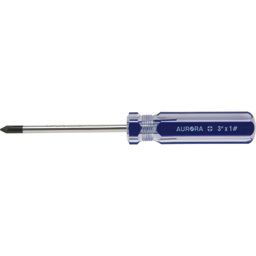 Tournevis Philips bleu transparent avec bandes, #1, Prise Plastique - Outils Aurora 