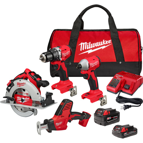 4-Tool Combo Kit, Lithium-Ion, 18 V - Milwaukee 3693-24CX