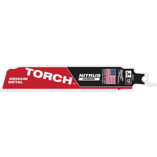 TORCH with NITRUS CARBIDE Teeth for Medium Metal, Carbide, 10 TPI, 6" L x 1" W - Milwaukee 48-00-6251CAN