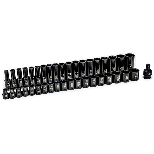 6-Point Standard & Deep Impact Metric Socket Set, 39 Pcs, Impact, 1/2" Drive Size, Deep - Gearwrench 099575084980