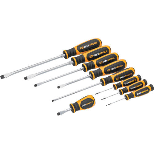 Slotted Dual Material Screwdriver Set in Foam Storage Tray, 9 Pcs. - Gearwrench 099575101151