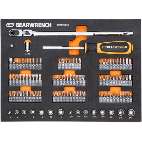 Slim Head Mechanics Tool Set in Foam Storage Tray - Gearwrench 099575101120