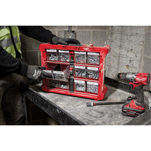 PACKOUT Tilt Bin Organizer, 15-1/5" x 19-7/10" x 6-7/10", Black/Red - Milwaukee 48-22-8433