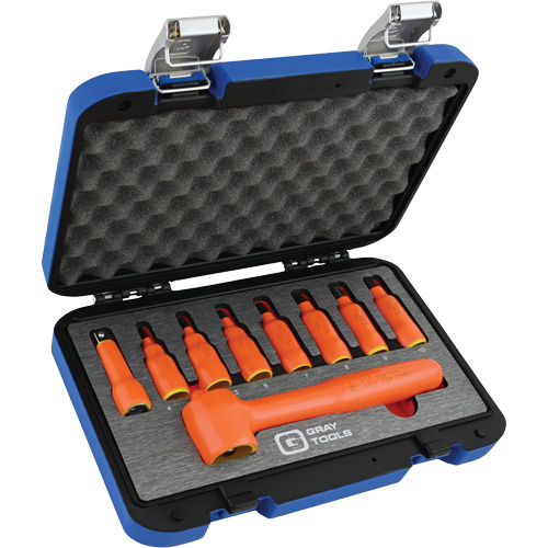 3/8" Drive Insulated Metric Hex Bit Socket and Attachment Set, 1000 V, 9 Pcs - Gray Tools 25009-I
