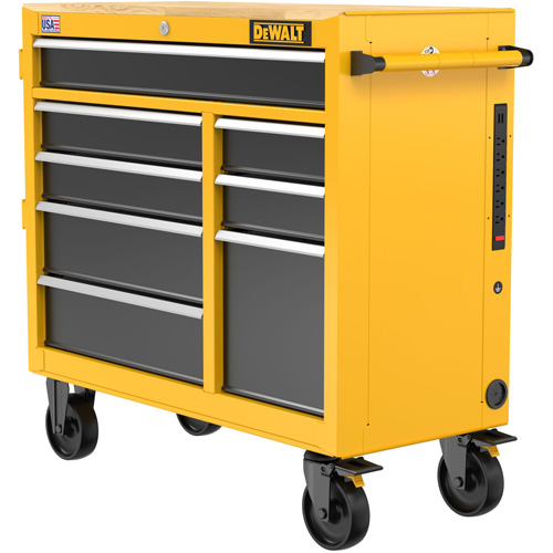 Postes de travail industriel mobile, 8 tiroirs, 40" la x Jaune - DEWALT DWST41083