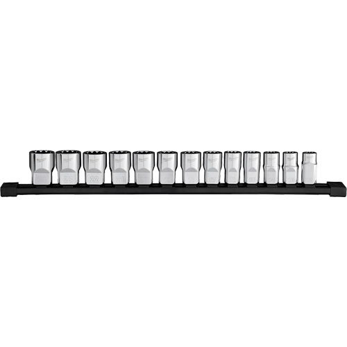 12-Point Metric Socket Set, 13 Pcs, 1/2" Drive Size - Milwaukee 48-22-9522