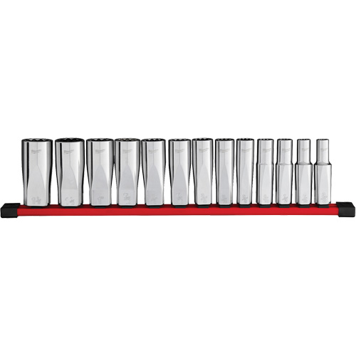12-Point Deep Well SAE Socket Set, 13 Pcs, 1/2" Drive Size, Deep - Milwaukee 48-22-9424