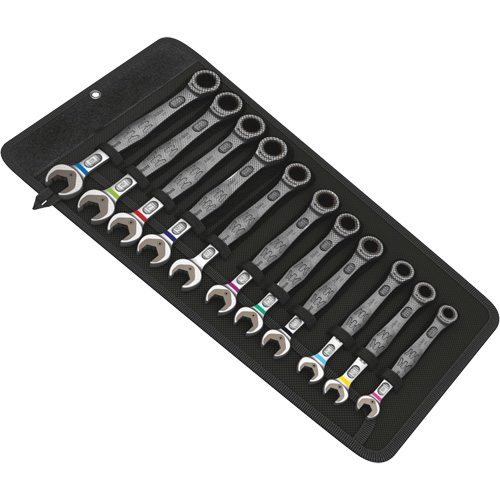 Jeu de cl&eacute;s combin&eacute;es &agrave; cliquets 6000 Joker, Combinaison, 11 morceaux, M&eacute;trique - Wera Tools 05020013001