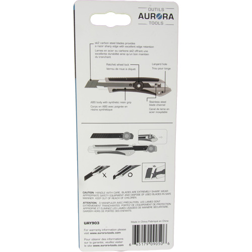 READYEDGE 18mm Professional Knife, Stainless Steel, Heavy-Duty, Rubber Handle - Aurora Tools 