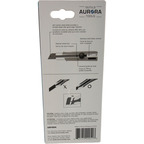 READYEDGE 25mm Retractable Knife, Carbon Steel, Heavy-Duty, Rubber Handle - Aurora Tools 